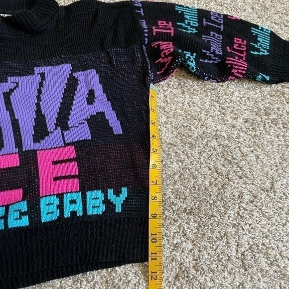 Vintage 1991 Rags Knitwear Vanilla Ice color block knit sweater size XS/small - Picture 10 of 12